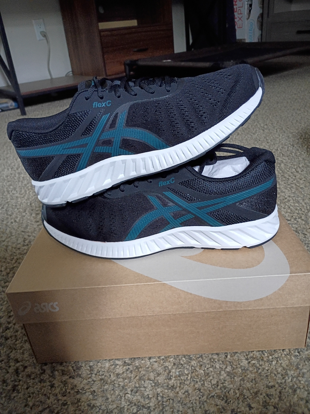 ASICS Black & Teal FlexC Men's Running Shoes